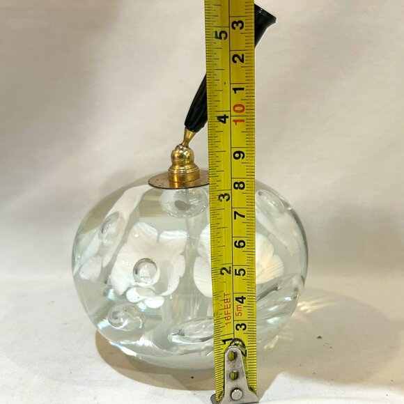 VINTAGE 1970s ST. CLAIR ART GLASS PAPERWEIGHT PEN HOLDER HAND BLOWN White Flower - Picture 2 of 7